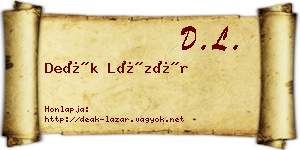 Deák Lázár névjegykártya